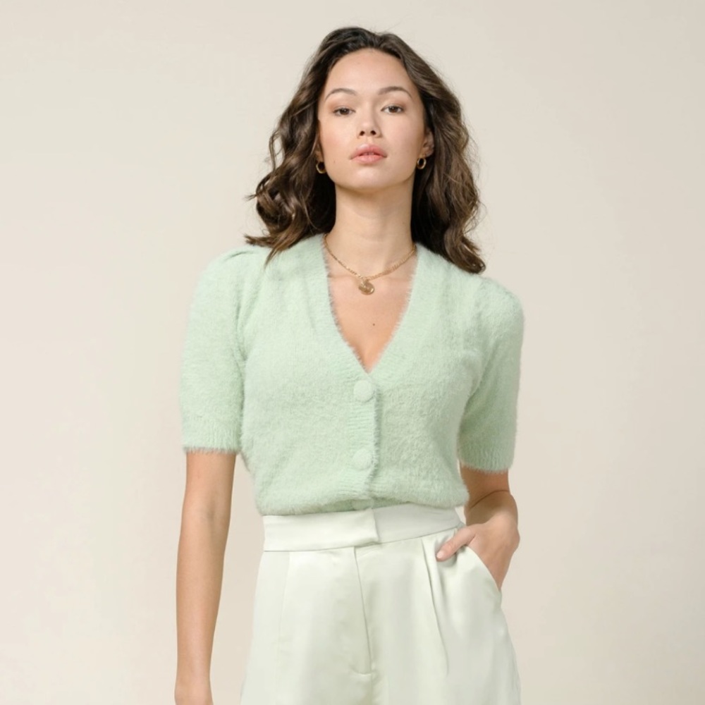 Cozy Fuzzy Mint Cardigan